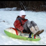 A Naugatuck resident sleds at Fairchild Park after the snow storm Dec. 27.