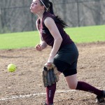 Naugatuck’s Alexa Marucci fires a pitch towards home on Monday versus Woodland.