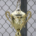 A trophy awaits its taker at the Naugatuck Tennis Open July 29 at Naugatuck High School.